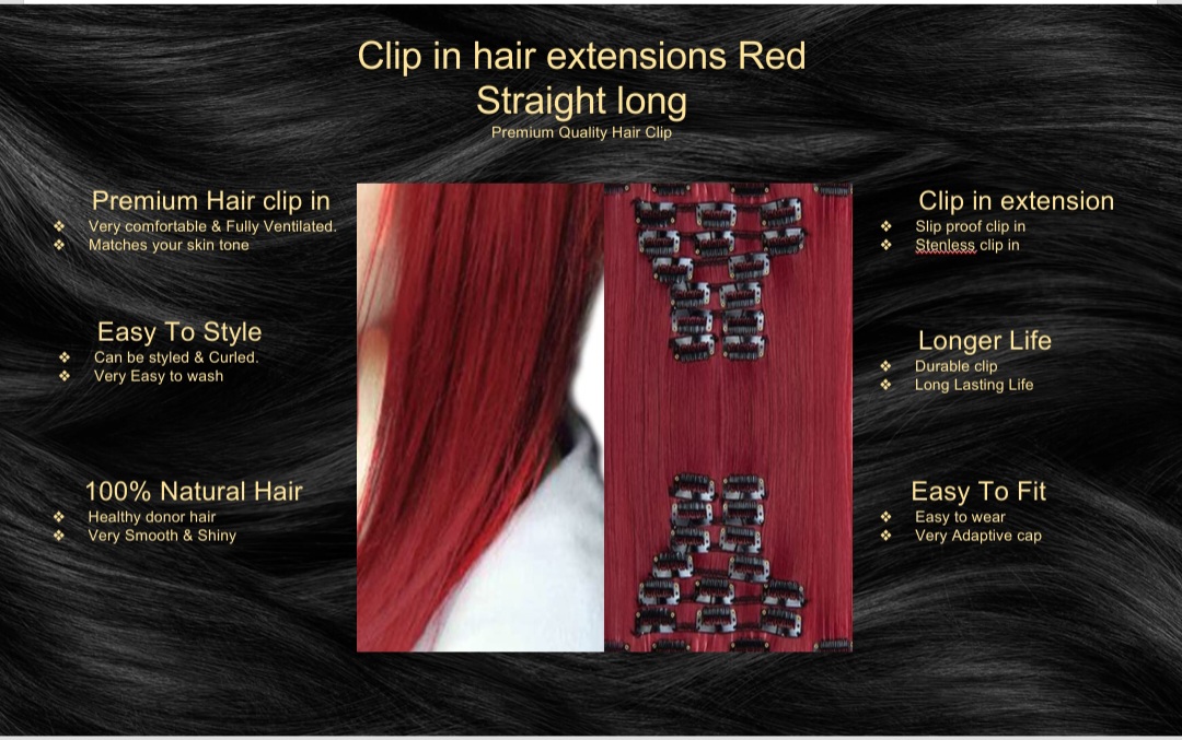 clip in hair extension-red straight long5