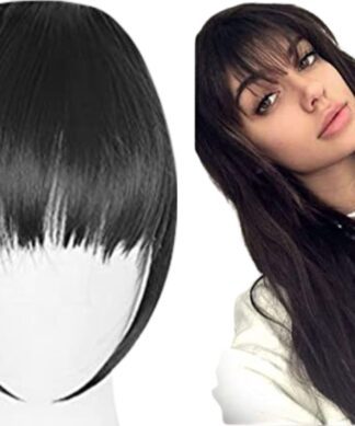 clip in hair extensions bangs-black long straight 1