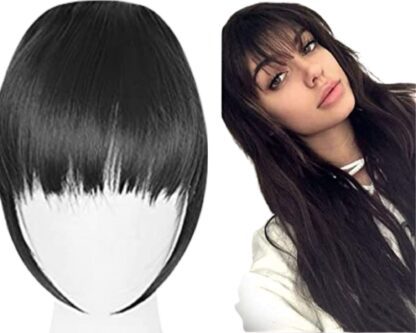 clip in hair extensions bangs-black long straight 1