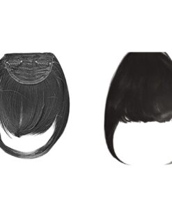 clip in hair extensions bangs black long straight 4