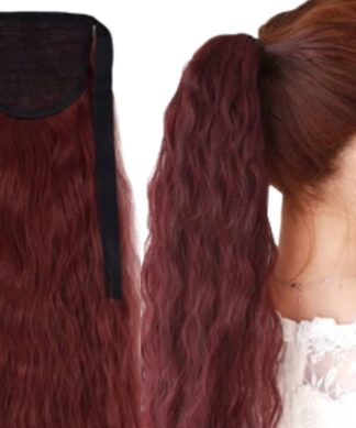 clip in ponytail curly-red long 1