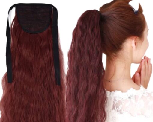 clip in ponytail curly red long 1