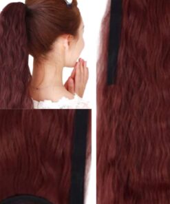 clip in ponytail curly red long 3