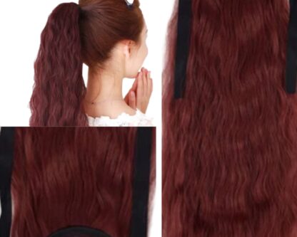 clip in ponytail curly-red long 3