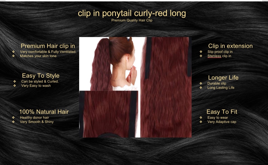 clip in ponytail curly-red long5