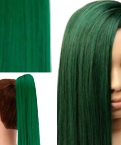 clip in ponytail extensions green long straight 2