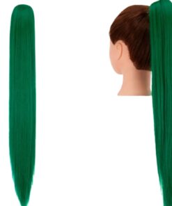 clip in ponytail extensions green long straight 3
