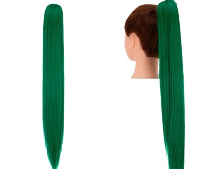 clip in ponytail extensions-green long straight 3