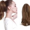 clip in ponytail wavy brown short 1