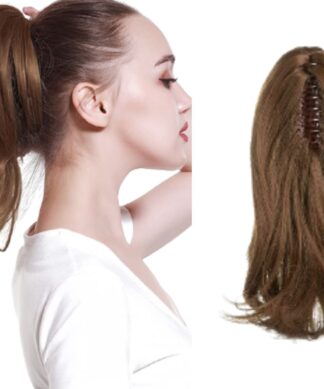 clip in ponytail wavy- brown short 1