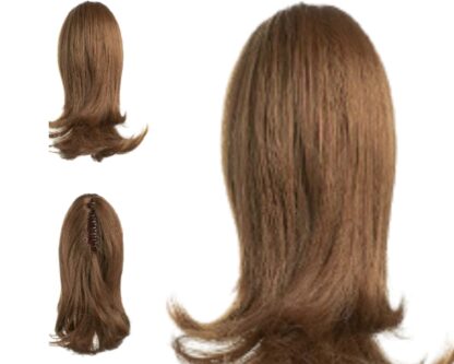clip in ponytail wavy- brown short 3