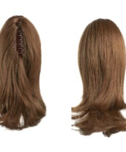 clip in ponytail wavy brown short 4