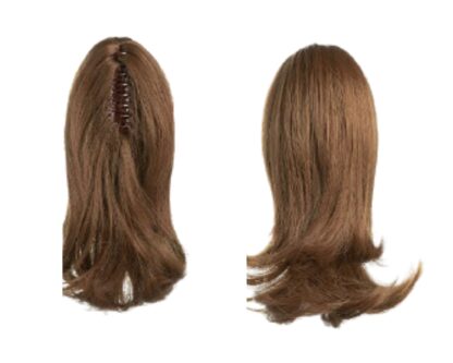 clip in ponytail wavy- brown short 4