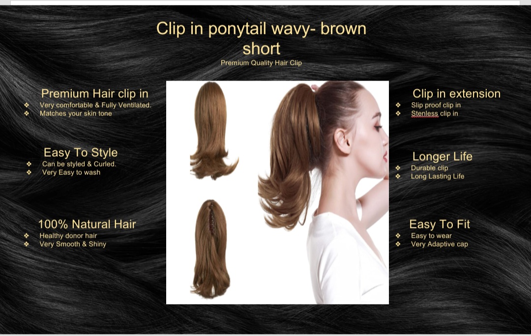 clip in ponytail wavy- brown short5