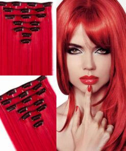 clip in red hair extension straight long2