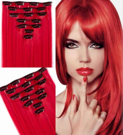 clip in red hair extension-straight long(2)