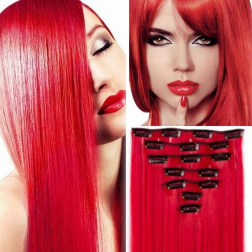 clip in red hair extension-straight long(3)