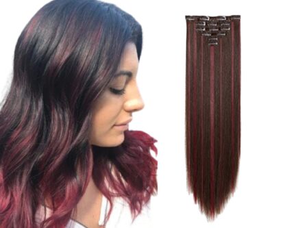 clip in red highlights- long straight 1