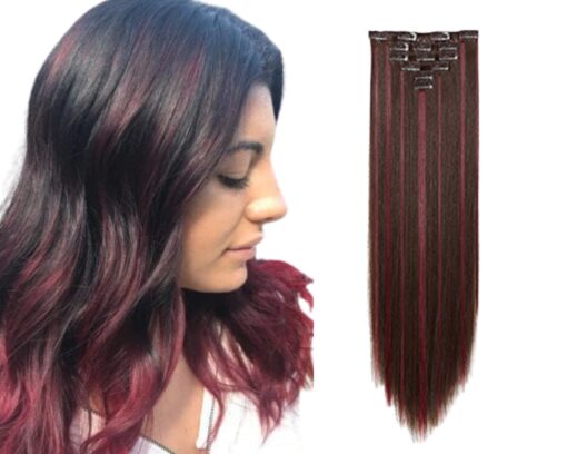 clip in red highlights long straight 1