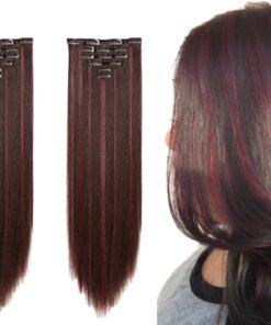 clip in red highlights long straight 3