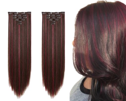 clip in red highlights long straight 3