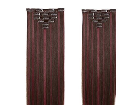 clip in red highlights long straight 4
