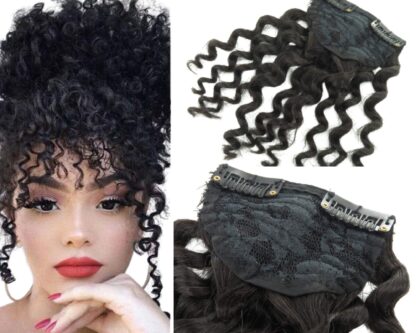 clip in wispy bangs-black kinky curly 2