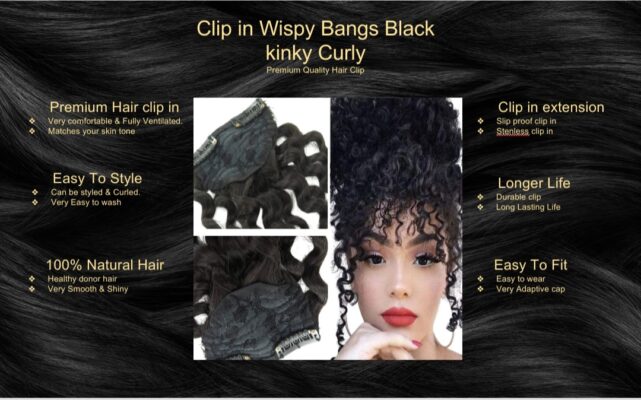 clip in wispy bangs black kinky curly5