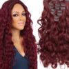 clip on natural curly hair extensions wine long 1