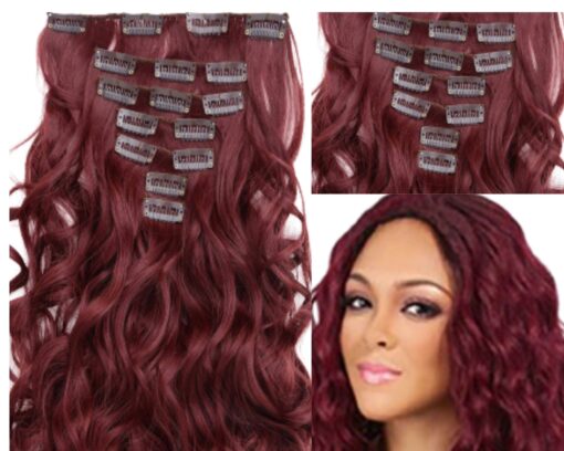 clip on natural curly hair extensions wine long 3