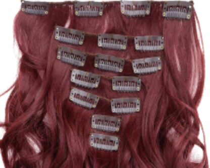 clip on natural curly hair extensions-wine long 4