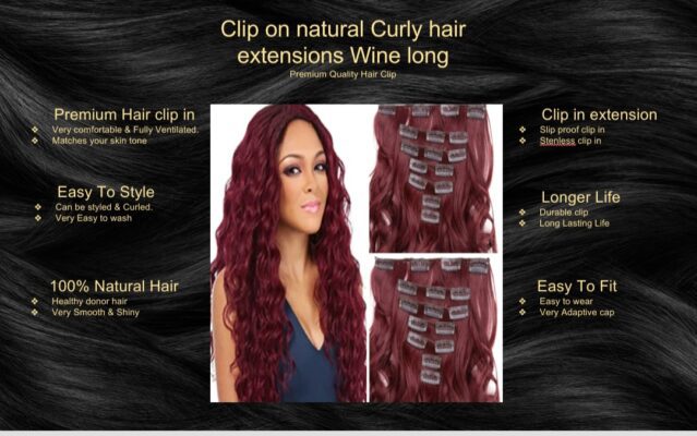 clip on natural curly hair extensions wine long5