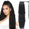 clip on ponytail black hair deep wave 1