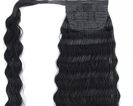 clip on ponytail black hair deep wave 4