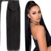 clip on ponytail black hair straight 1