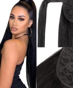 clip on ponytail black hair straight 2
