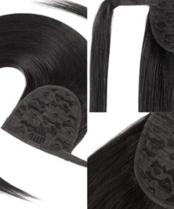 clip on ponytail black hair straight 3