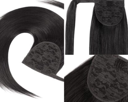 clip on ponytail black hair-straight 3