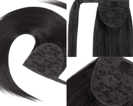 clip on ponytail black hair straight 3