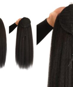 clip on ponytail for short hair black straight 4