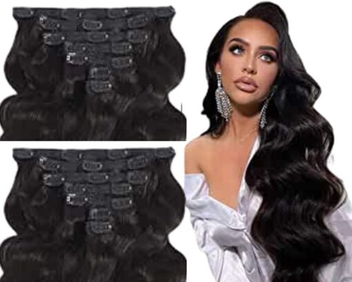 clip on weave for black hair body wave long 2
