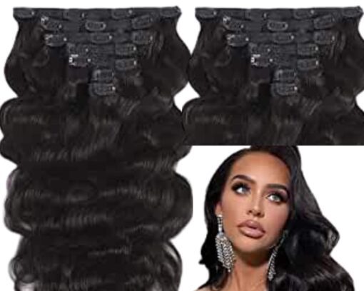 clip on weave for black hair body wave long 3