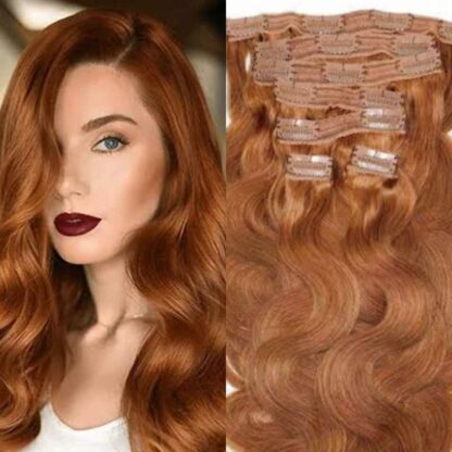 copper clip in hair extensions-wavy long(1)