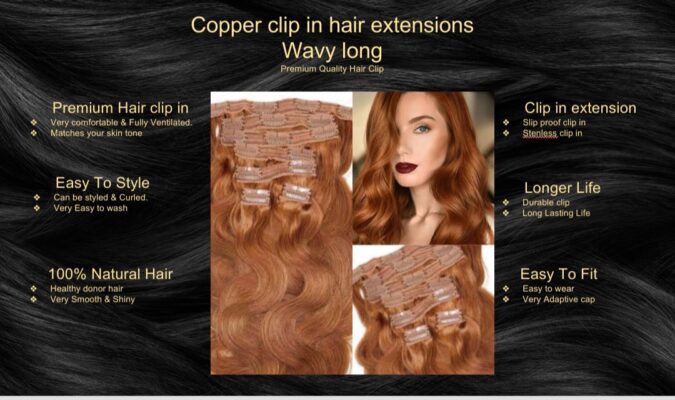 copper clip in hair extensions wavy long5