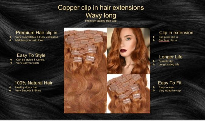 copper clip in hair extensions wavy long5 copper clip in hair extensions wavy long5