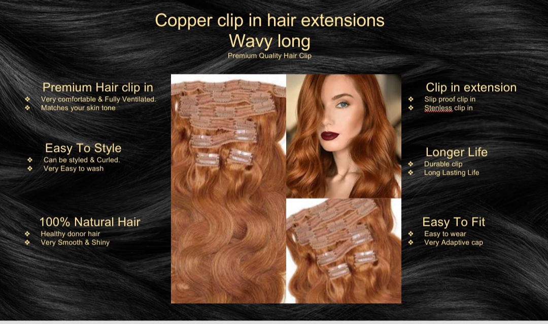 copper clip in hair extensions-wavy long5