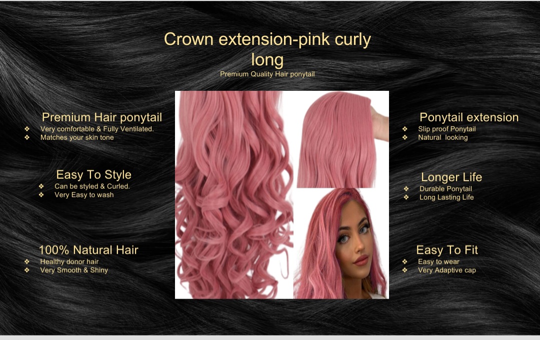 crown extension-pink curly long5