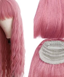 curly clip in bangs pink long 2