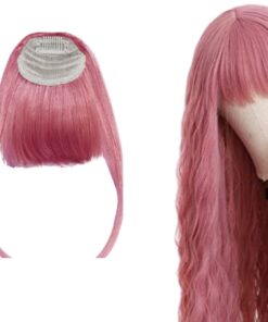 curly clip in bangs pink long 3
