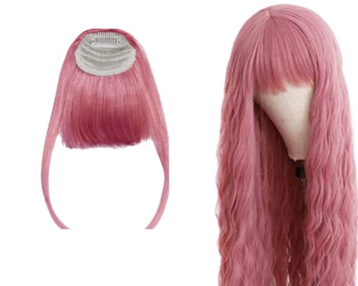 curly clip in bangs pink long 3